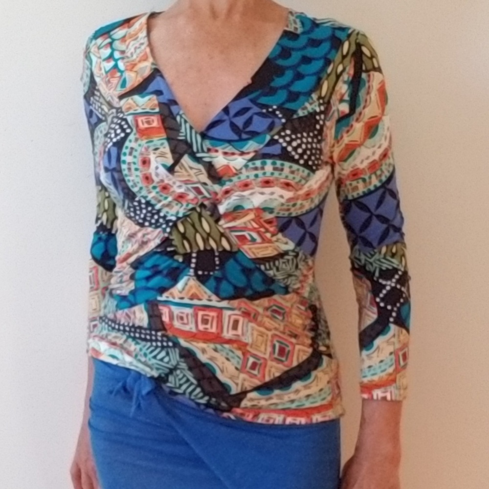 Cable & Gauge Abstract Multicolore 3/4 sleeve top